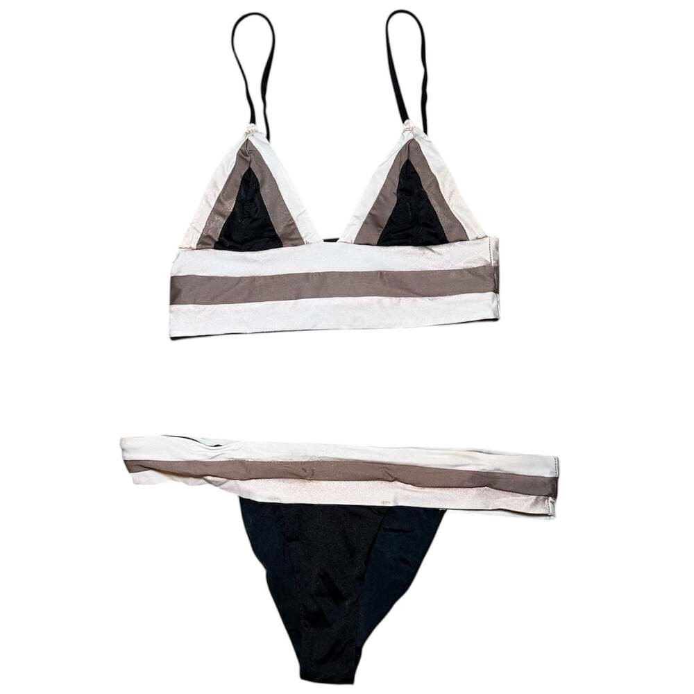 Beach Bunny Tequila Sunrise Bikini Set Womens S Black Gold Swim Read